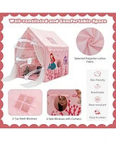 Costway Kids Playhouse Large Children Indoor Play Tent Gift w/ Cotton Mat Longer Curtain