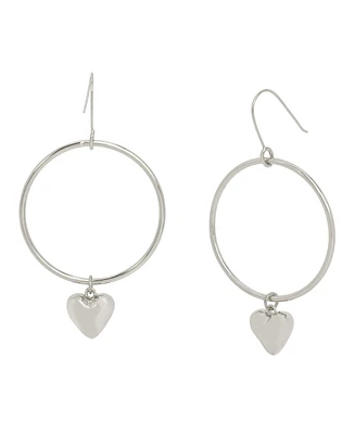 Robert Lee Morris Soho Silver Puffy Heart Hoop Earrings