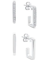 2-Pc. Set Diamond Square Small Hoop Earrings (1/6 ct. t.w.) in Sterling Silver