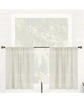 Clean Window Textured Slub Stripe Dust Resistant Sheer Cafe Curtain Pair, 52" x 36"