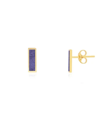 The Lovery Amethyst Bar Stud Earrings 14K Gold