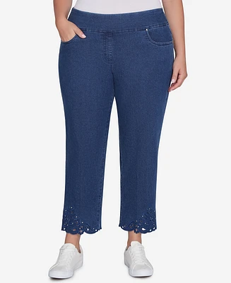 Ruby Rd. Plus Size Extra Stretch Denim Ankle Jean with Cutout Hem