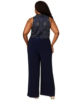 Adrianna Papell Plus Beaded Sleeveless Wide-Leg Jumpsuit