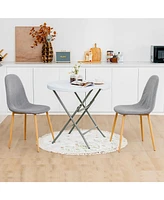 Skonyon 32 Inch Round Foldable Lightweight Table with Double Lockable Doors