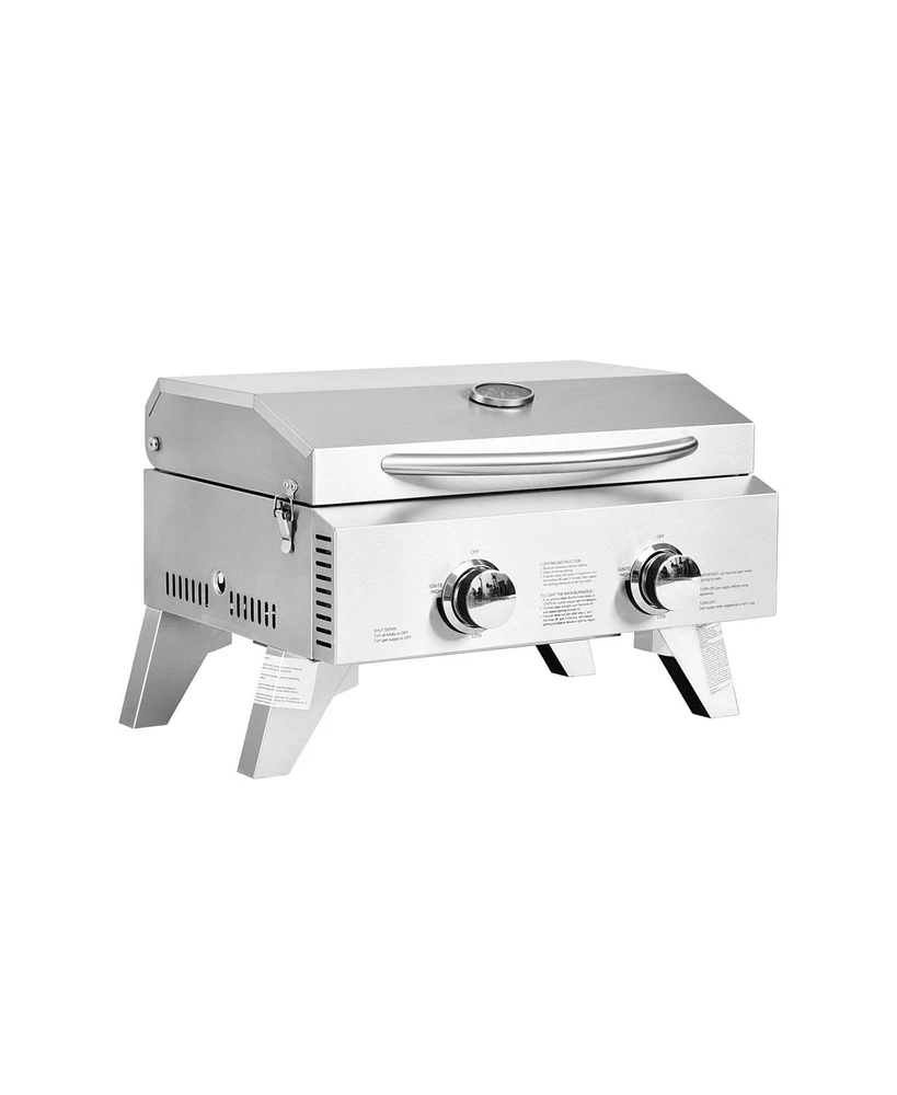 Skonyon 2 Burner Portable Stainless Steel Bbq Table Top Grill for Outdoors