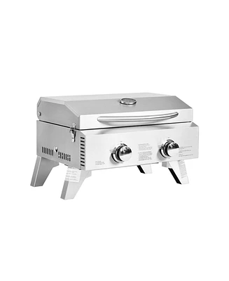 Skonyon 2 Burner Portable Stainless Steel Bbq Table Top Grill for Outdoors
