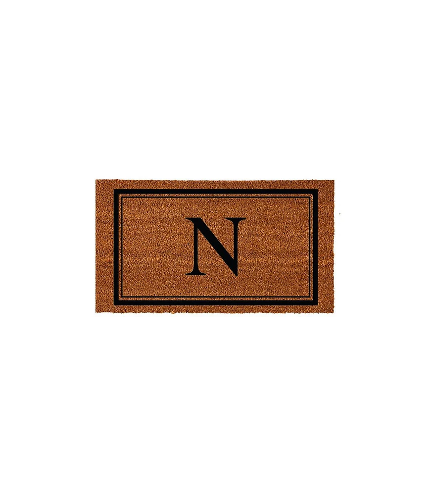 Evergreen Monogram Indoor Outdoor 100% Natural Coir Doormat 28" x 16" | Letter "N"