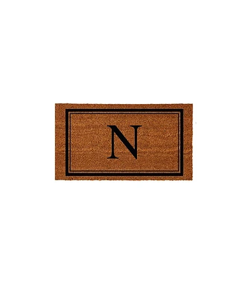 Evergreen Monogram Indoor Outdoor 100% Natural Coir Doormat 28" x 16" | Letter "N"