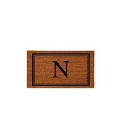 Evergreen Monogram Indoor Outdoor 100% Natural Coir Doormat 28" x 16" | Letter "N"