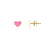 The Lovery Enamel Heart Stud Earrings 14K Gold