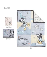 Lambs & Ivy Disney Baby Moonlight Mickey Mouse 3-Piece Nursery Crib Bedding Set