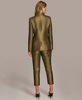 Donna Karan New York Womens Metallic One Button Jacket Slim Leg Ankle Pants