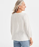 Style & Co Women's Cotton Velvet Bib Top, Created for Macy's