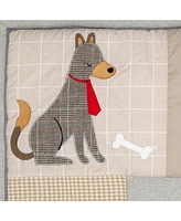 Lambs & Ivy Bow Wow Gray/Tan Dog/Puppy Nursery 4-Piece Baby Crib Bedding Set