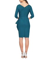 Alex Evenings Women's 3/4-Sleeve Compression Draped Sheath Dress