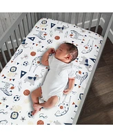 Lambs & Ivy Hall of Fame Sports Animals 5-Piece Crib Bedding Set - Gray/Blue