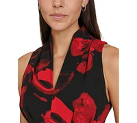 Calvin Klein Petite Printed V-Neck Sleeveless Dress