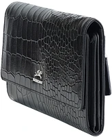 Mancini Women's Croco2 Rfid Secure Quad Fold Wallet