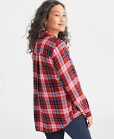 Style & Co Petite Sprinkle Metallic Plaid Button-Front Perfect Shirt, Created for Macy's