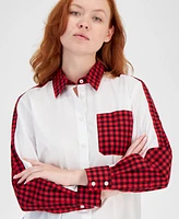 Nautica Jeans Women's Colorblocked Check Button-Up Shirt