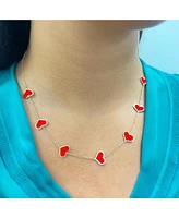 The Lovery Large Coral Heart Station Necklace 14K Gold