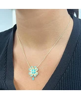 The Lovery Blue Enamel Gold Single Clover Necklace 14K Gold