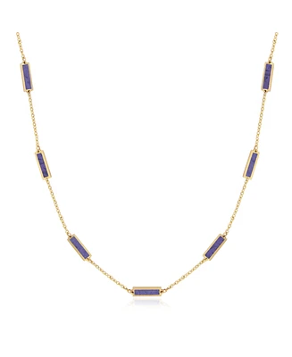 The Lovery Amethyst Bar Chain Necklace 14K Gold