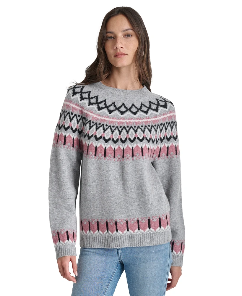 Dkny Jeans Women's Fair Isle Crewneck Raglan Sweater