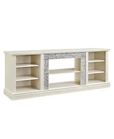 Streamdale Furniture Modern Tv Stand with Faux Stone Surround and Ample Storage