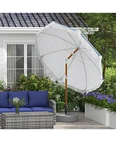 Streamdale Furniture 7' Patio Umbrella with Tilt, Vent, Ruffles, and Blue Stripe