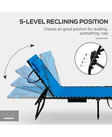 Foldable Sun Lounger with 5-Level Recliner