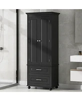 Streamdale Furniture Tall Grey Storage Cabinet with Adjustable Shelves and Drawers