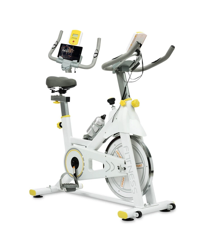 Streamdale Furniture Indoor Exercise Bike Cycling Bike with Comfortable Seat Cushion Yellow+White