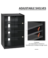 Streamdale Furniture 5-Tier Media Cabinet: Adjustable Shelves, Glass Doors, Cable Management