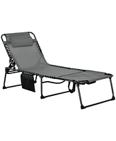 Simplie Fun 5-Level Reclining Chaise Lounge with Pocket & Headrest