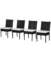 4-Pack Rattan Outdoor Dining Chairs with Cushions