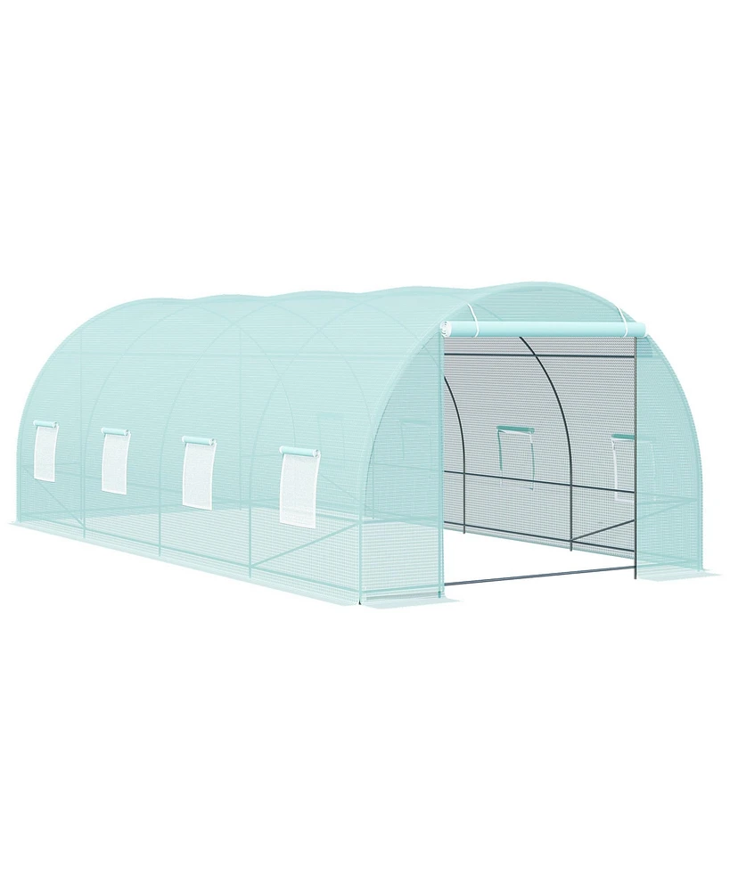 Streamdale Furniture 20' Walk-In Tunnel Greenhouse with 8 Windows & Steel Frame