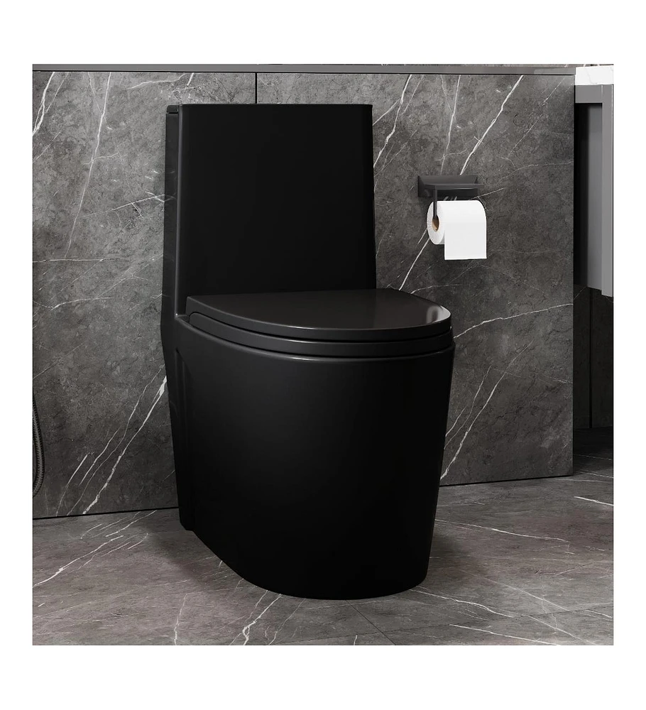 Streamdale Furniture 1.1 Gpf Dual-Flush Toilet with Soft Close Seat and Matte Black Finish