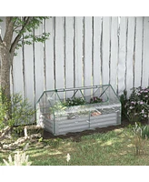 Streamdale Furniture Galvanized Raised Garden Bed with Mini Greenhouse Cover