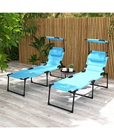 Outdoor Lounge Chair with Sunshade Roof for Beach Camping