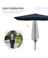 Rectangular Market Umbrella for Patio, 6.5' x 10', Blue