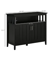 Simplie Fun Black Sideboard Buffet Cabinet for Entryway, Kitchen, or Coffee Station