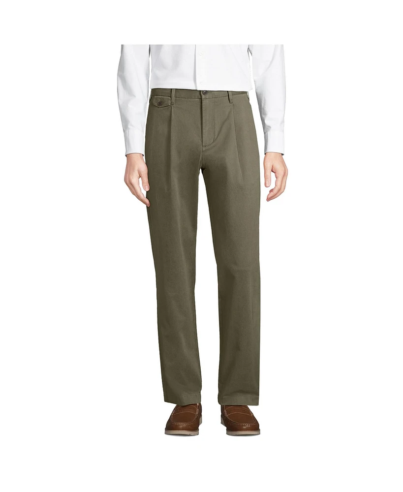 Lands' End Men's Comfort Waist Relaxed Fit Pleated Knockabout Chino Pants