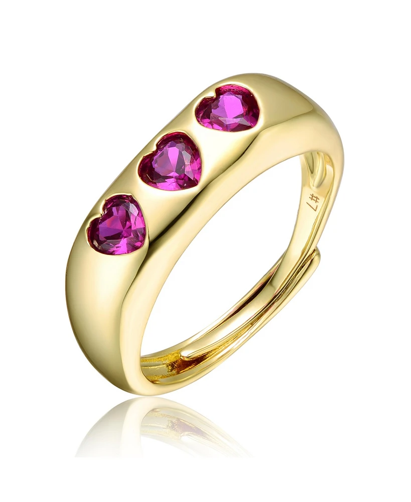 GiGiGirl 14k Yellow Gold Plated with Amethyst Cubic Zirconia Cluster Heart Halo Promise Ring