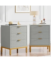 Tribesigns Set of 2 Nightstand with 3-Drawer, 25.8" Tall Modern Bedside Table, Large Side End Table with Storage Drawers for Bedroom