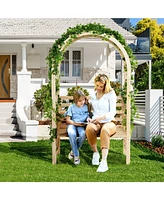 Sugift Wooden Garden Bench Arch Pergola Outdoor Arbor