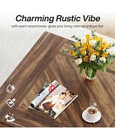 Tribesigns Square Coffee Table, Wood Coffee Table for Living Room, 31.5" Modern Center Table Cocktail Tea Table Accent Table, Rustic Brown & Black