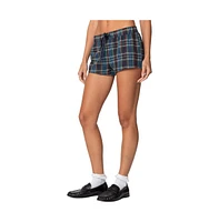 Edikted Women's Cabin Plaid Shorts