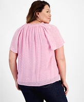 Style & Co Plus Flutter-Sleeve Shine Blouse, Created for Macy's