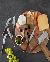 French Home Laguiole 8 Piece Cheese Knives and Spreaders with Pakkawood Handles and Serving Board